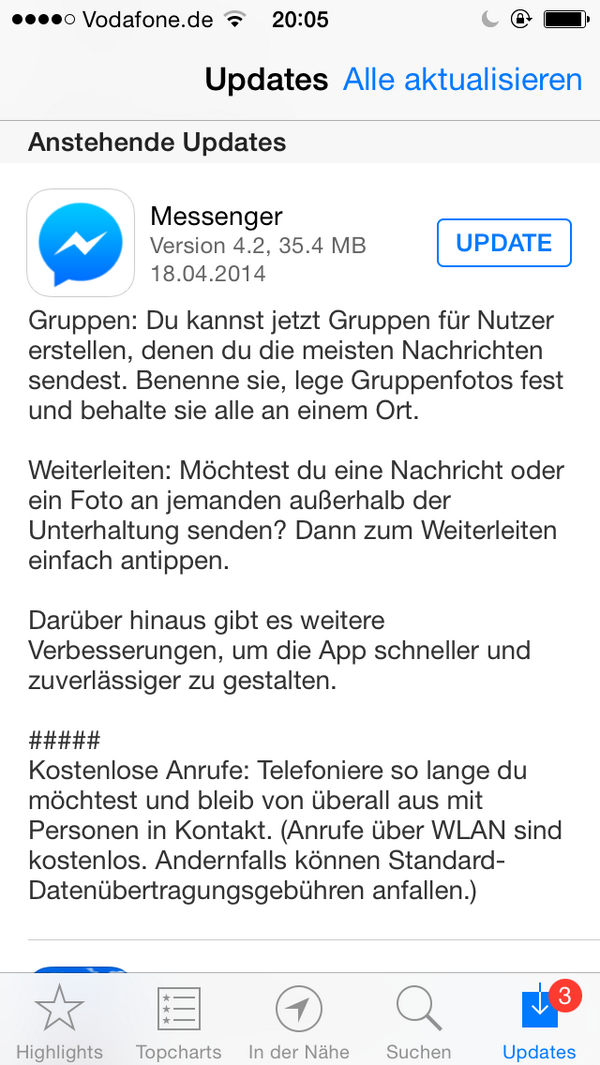Facebook Messenger Update