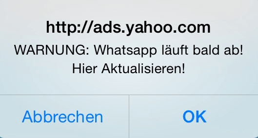 Werbung: WhatsApp läuft ab (Fake)