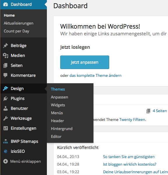 WordPress Dashboard (wp-admin)
