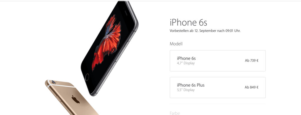 Preise iPhone 6s, iPhone 6s Plus