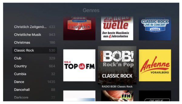 Apple TV - radio.de App