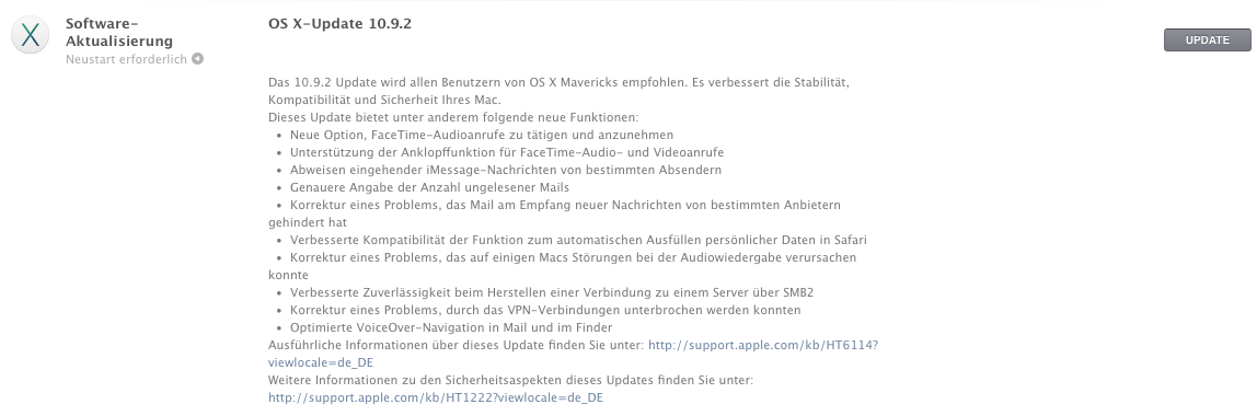 Apple veröffentlicht OS X Mavericks 10.9.2 mit FaceTime Audio und Fehlerbehebungen 1