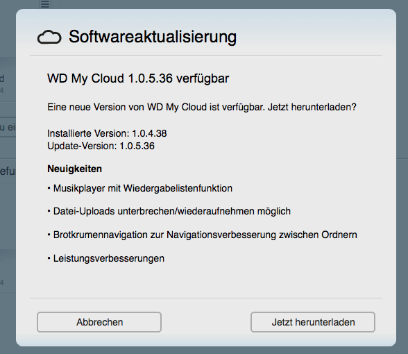 WD My Cloud: Update 1.0.5.36 jetzt verfügbar 1