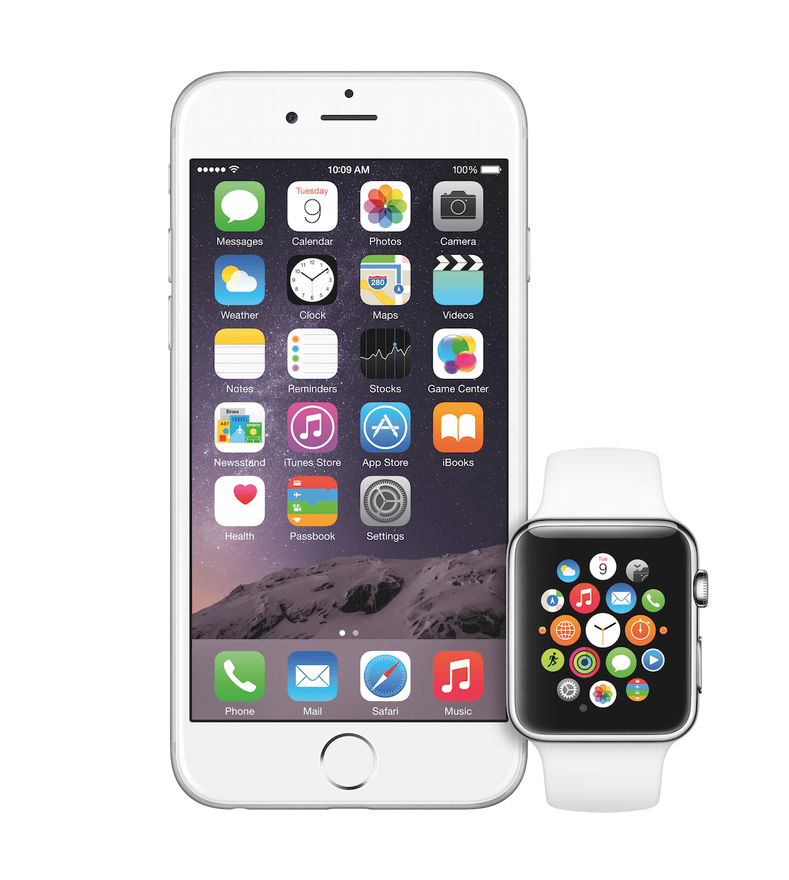 Das iPhone 6 Plus mit einer Apple Watch Sport