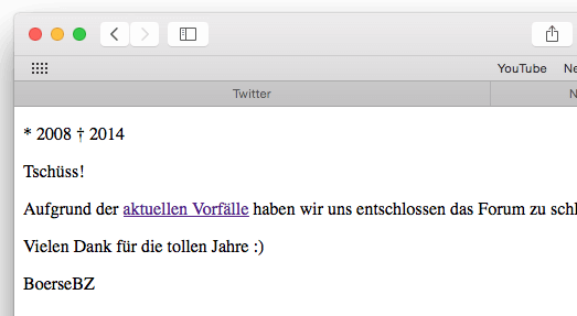 Boerse.bz stellt aufgrund aktueller Vorfälle das Forum ein 2