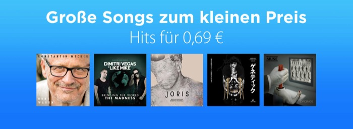 Große Hits für 69 Cent bei Apple iTunes 5