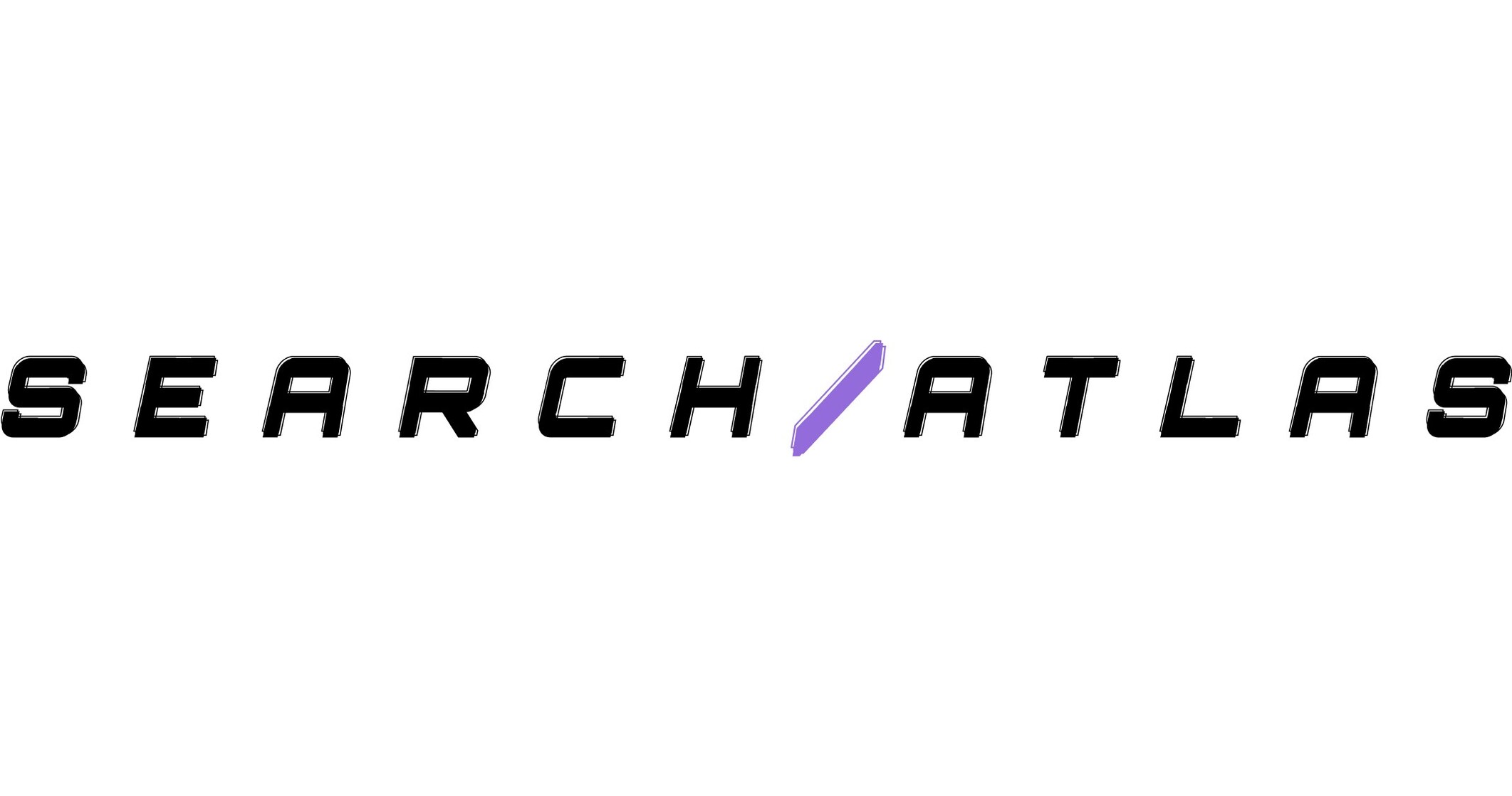 Logo von Search Atlas mit dem Schriftzug in Schwarz und Lila.