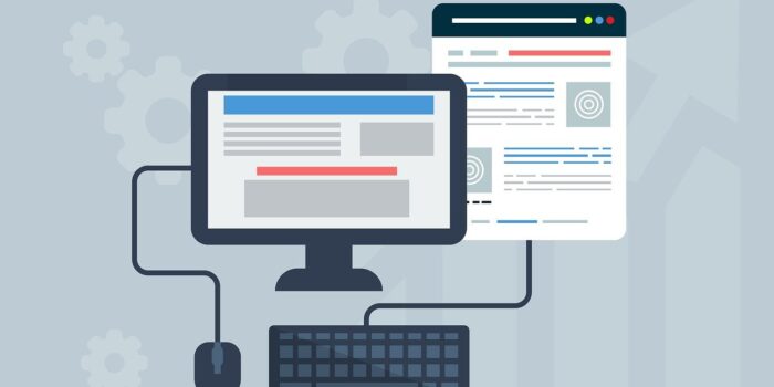 Grafik eines Computers mit Bildschirm, Tastatur und Maus, verbunden durch Kabel.