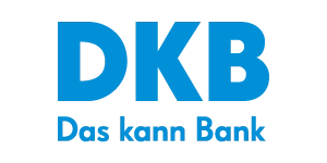 Logo der DKB, das in blauer Schrift 'DKB' und darunter 'Das kann Bank' zeigt.