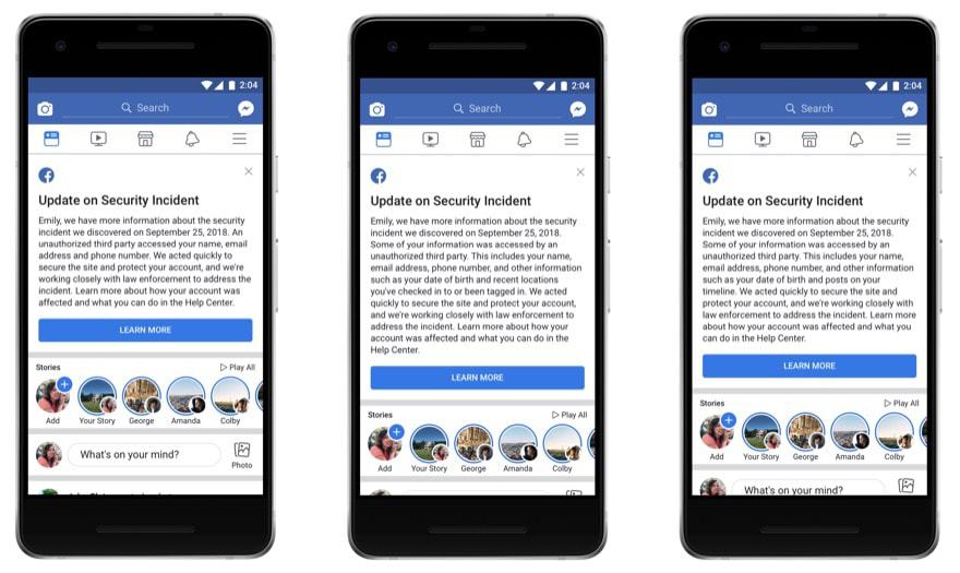 Facebook Sicherheit Meldung