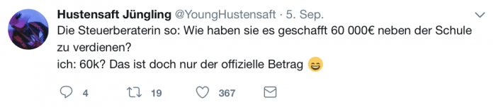 Hustensaft Jüngling über seinen Verdienst