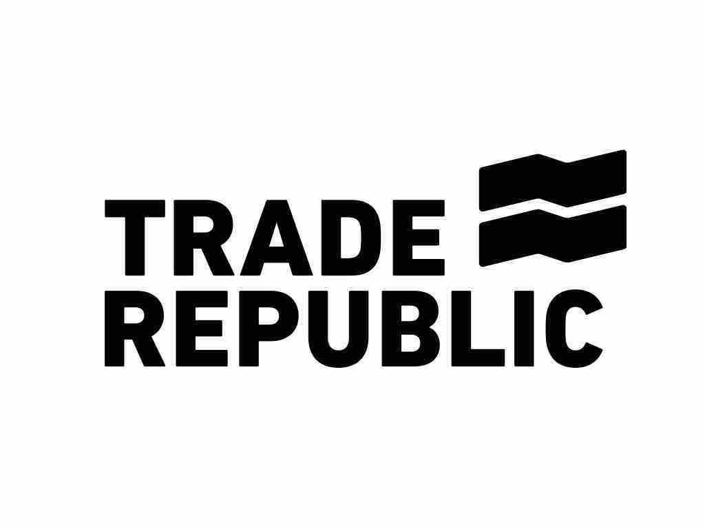 Logo von Trade Republic mit dem Schriftzug und zwei parallelen Linien.