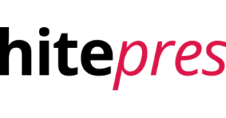 Logo von Whitepress mit schwarzem und rotem Schriftzug auf weißem Hintergrund.